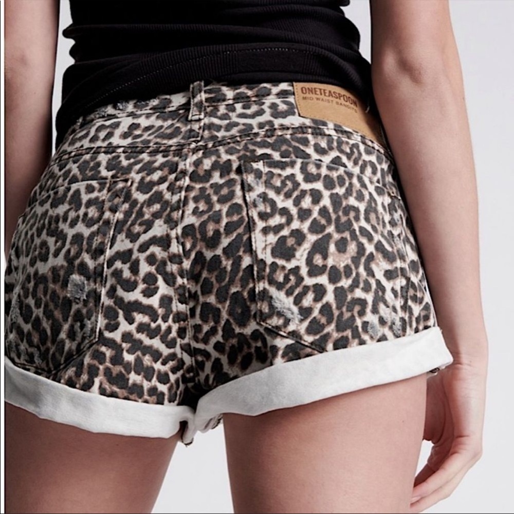 One Teaspoon Bandits High Rise Jean Shorts Leopard
